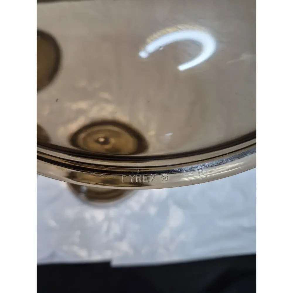 Pyrex Brown Amber Glass Lids Lot Of 4 See Photos For Measurements And Numbers